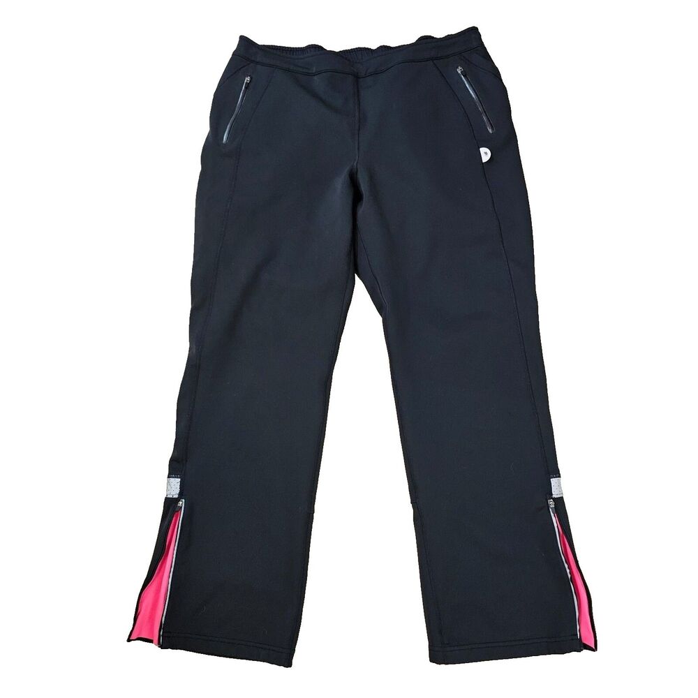 Performance Athletic Gorpcore Black Pink Flare Zip Pocket Track Pants Womens XL